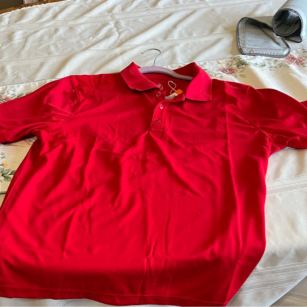 Cutter & Buck Men's Bright Red Polo Shirt LG great for golfing or leisure